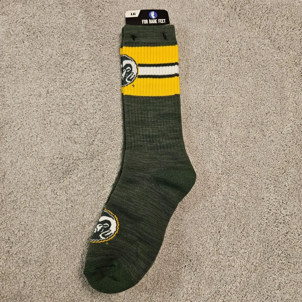 Colorado State Rams Socks Green Gold NCAA Team Logo Men's One Size New